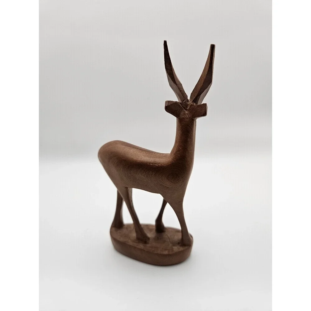 Vintage Handcarved Wooden Gazelle Figurine 6